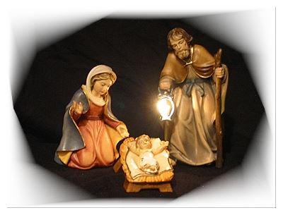 Hl.Familie mit Beleuchtung-Betlehem Krippe