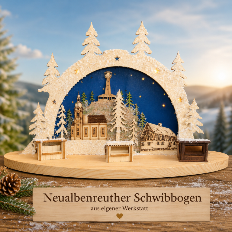Bad Neualbenreuther Schwibbogen mit Laurentiuskirche, Alter Post und Grenzlandturm
