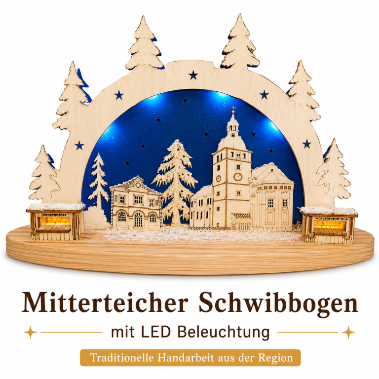 Mitterteicher Schwibbogen mit Pfarrkirche St. Jakob und Altem Rathaus