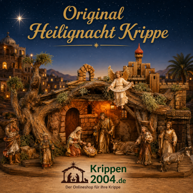 Original Heilignacht Krippe mit orientalischen Krippenfiguren aus Holz