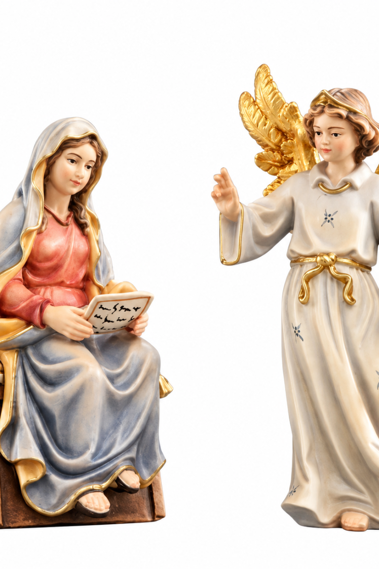 Maria mit Schrift und Verkündigungsengel bei der Verkündigung der Kostner Krippe