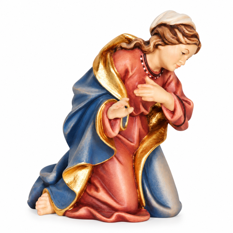 Kniende Maria als holzgeschnitzte Rainell Krippenfigur