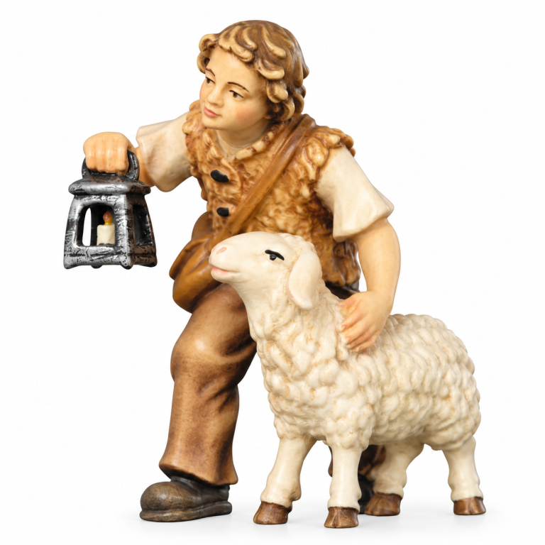 Junger Hirte mit Lamm und Laterne