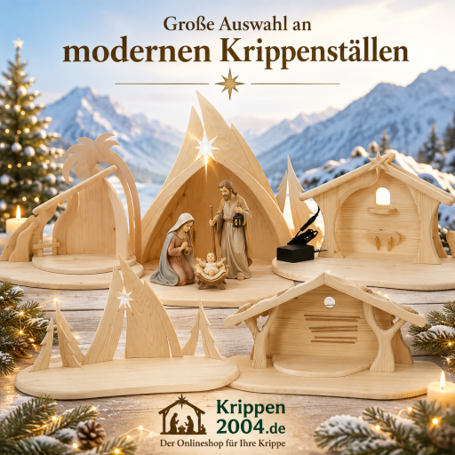 Moderner Krippenstall aus Holz für Krippenfiguren