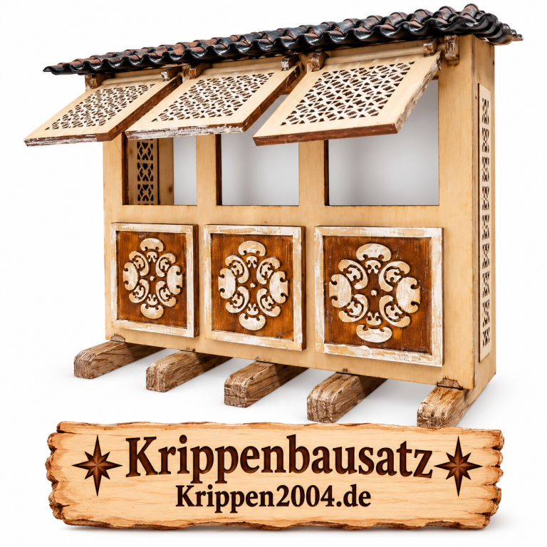 Orientalischer Erkerbausatz mit drei beweglichen Gitterfenstern für die Krippe