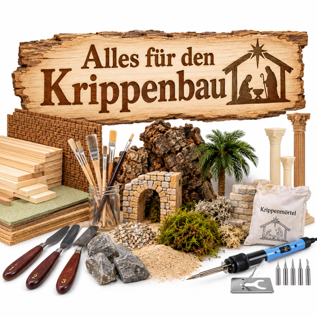 Krippenbau Material und Zubehör für den Bau individueller Weihnachtskrippen.