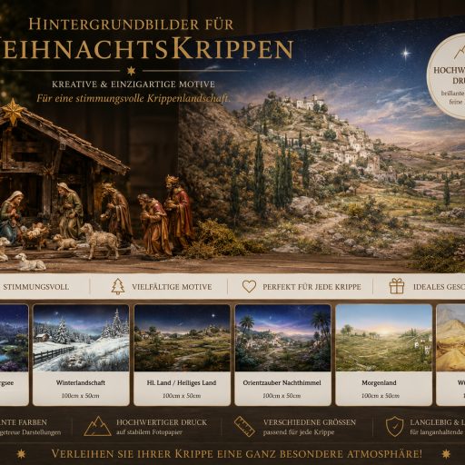 Hintergrundbilder für Krippen mit Winterlandschaften und orientalischen Motiven