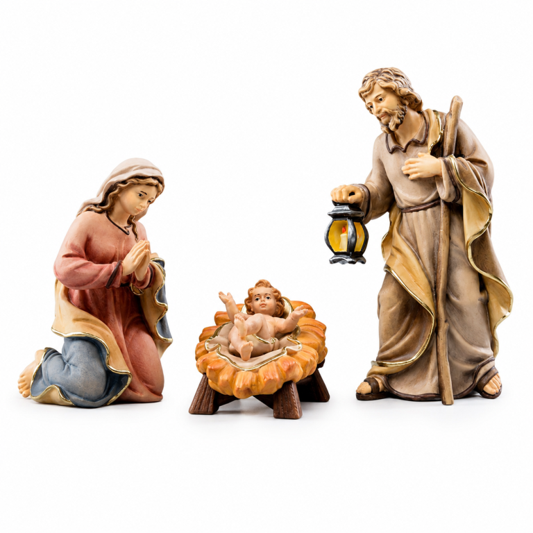 Heilige Familie der Insam Krippe mit Jesukind aus Bergahorn