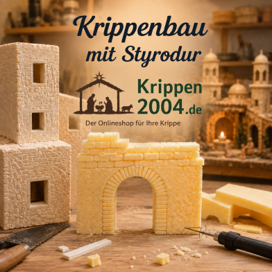 Krippen selber bauen mit Styrodur und Schnitzrohlingen