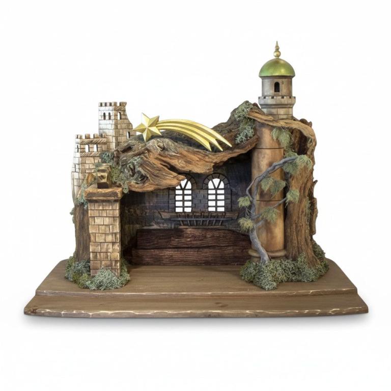 Orientalischer Krippenstall 13 aus Holz mit orientalischer Architektur