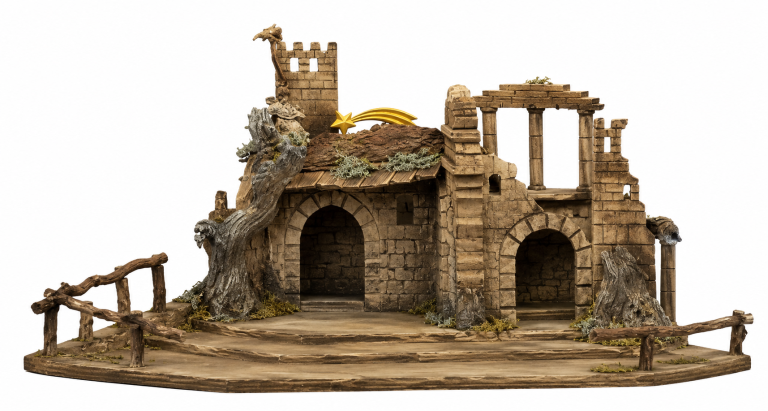 Orientalischer Krippenstall Nr. 1 aus Holz für Weihnachtskrippen