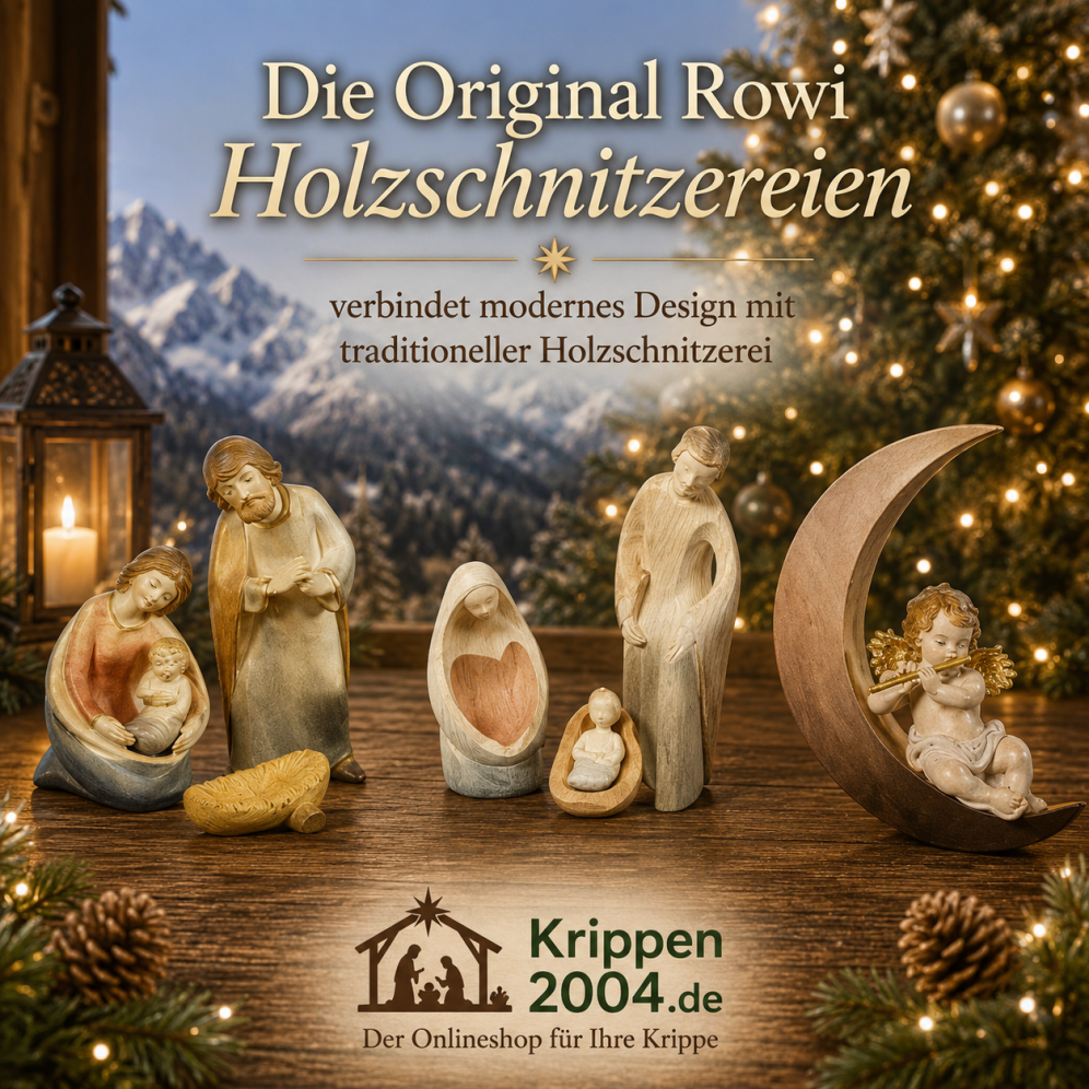Original Rowi Holzschnitzereien mit Rowi Krippe aus Ahornholz