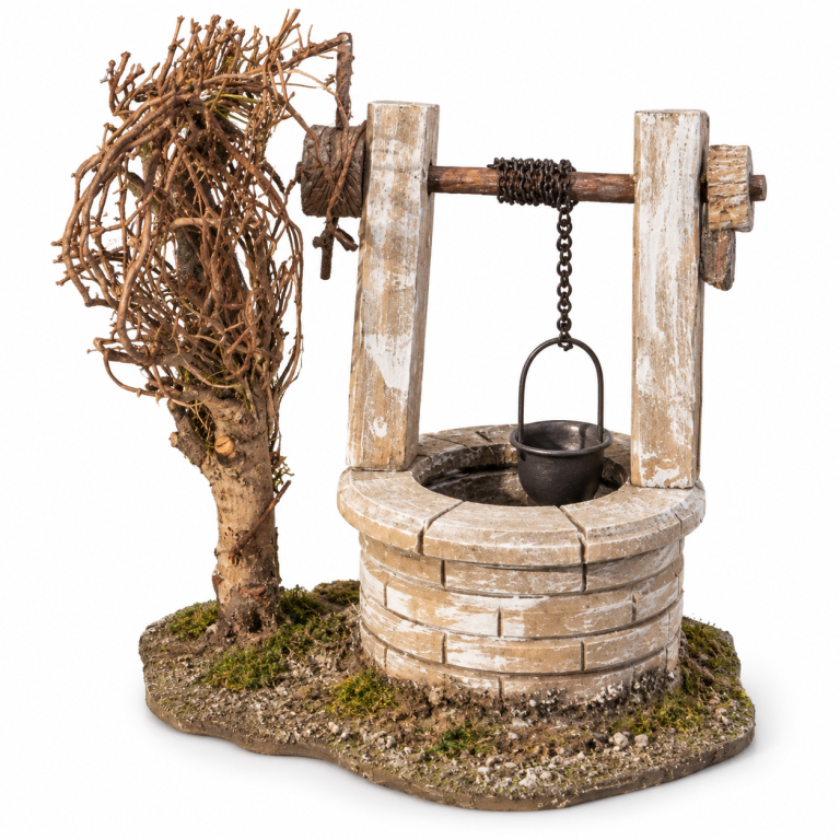 Brunnen mit beweglicher Kurbel für Krippenfiguren 10 bis 14 cm