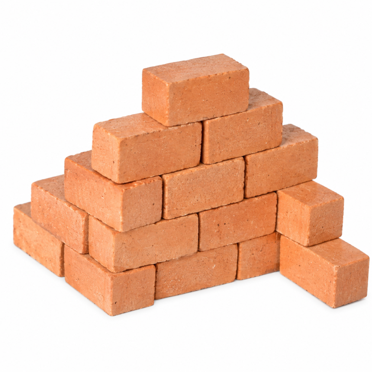 Rote Terracotta-Ziegelsteine für den Krippenbau, 20 × 9 × 9 mm