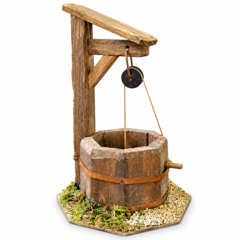 Ziehbrunnen mit Kupfereimer für Krippenfiguren 10 bis 12 cm