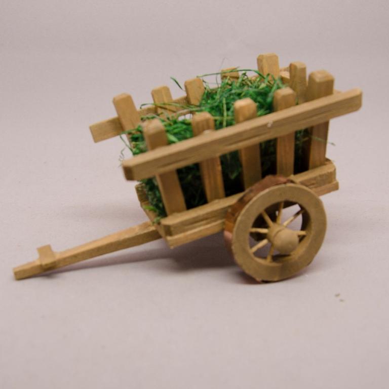 Handwagen mit Gras - Krippenzubehör-