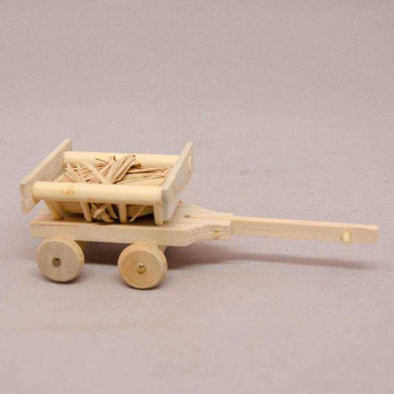 Handwagen mit Heu - Natur-Krippenzubehör-