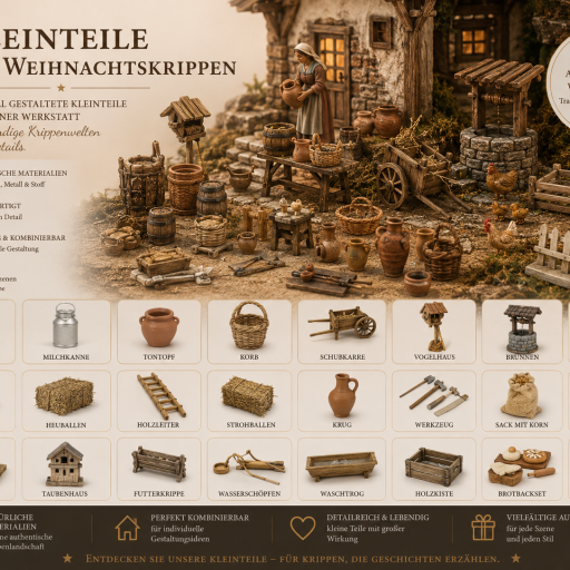 Kleinteile und Miniaturzubehör für Weihnachtskrippen und Krippenbau