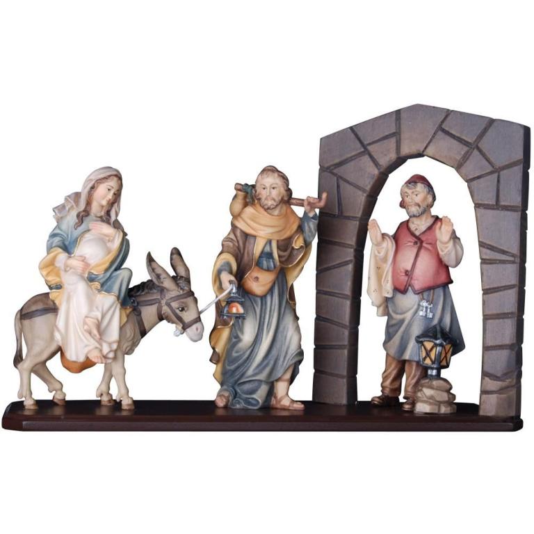 Herbergsuche mit Wirt -Friedens Krippe- Color-Bemalt-jpg