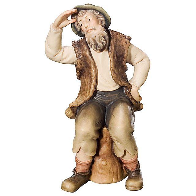 Hirte sitzend mit Stamm - Königliche Krippe-Color-Bemalt