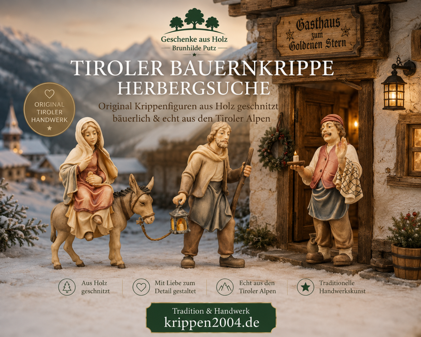Figuren der Tiroler Bauernkrippe für heimatliche Weihnachtskrippen