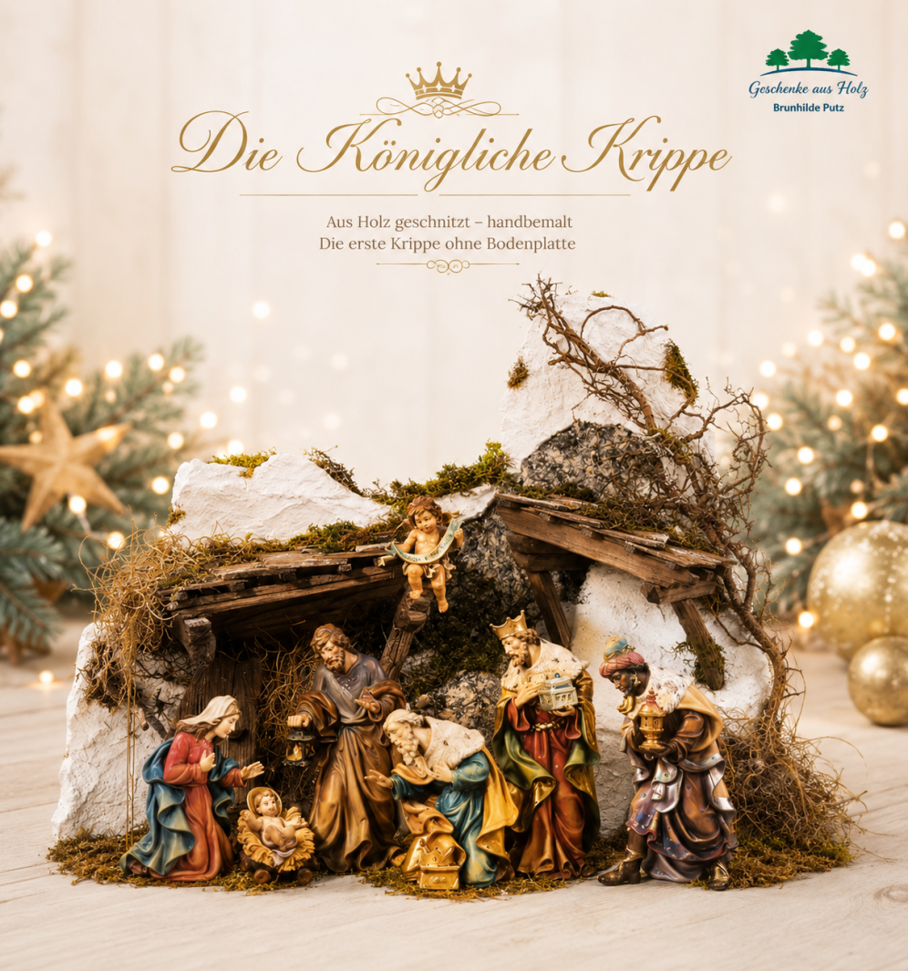 Original Königliche Krippe mit traditionellen und orientalischen Krippenfiguren