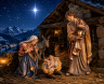 Original Kostner Krippe – Heilige Familie mit Maria, Josef und Jesukind lose als holzgeschnitzte Krippenfiguren.