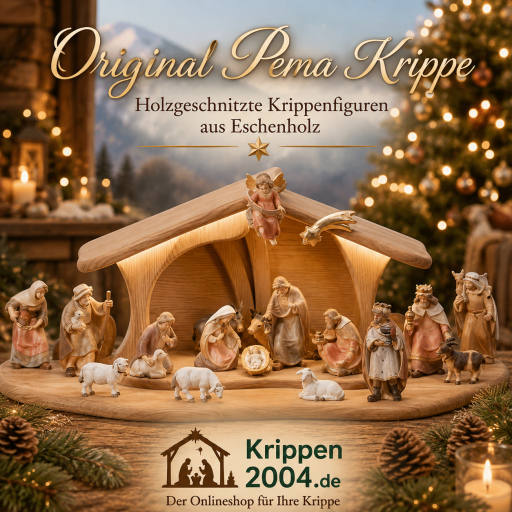 Original Pema Krippenfiguren aus Eschenholz für moderne Weihnachtskrippen